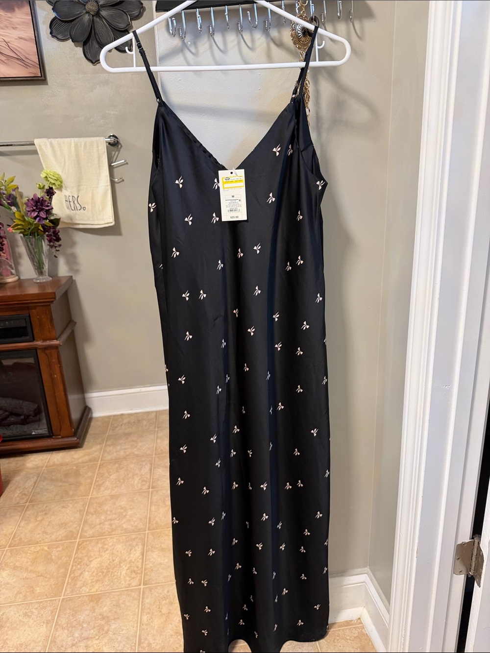 a new day Black Floral Slip Maxi Dress with Spaghetti Straps